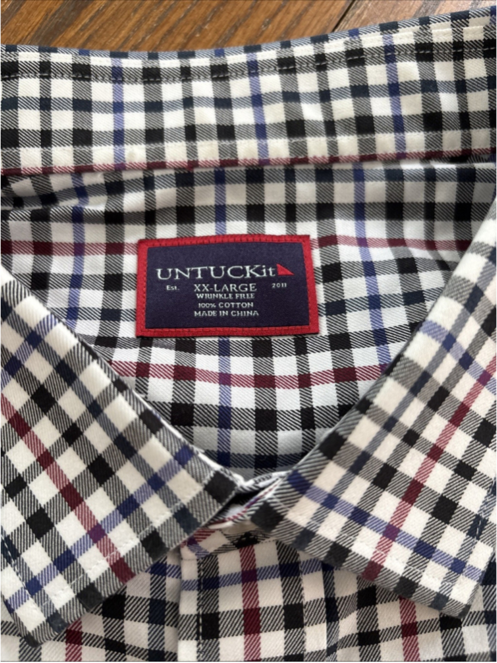 UNTUCKit Piedmont Men's Size 2XL Slim Wrinkle Free Button Down Shirt multi check